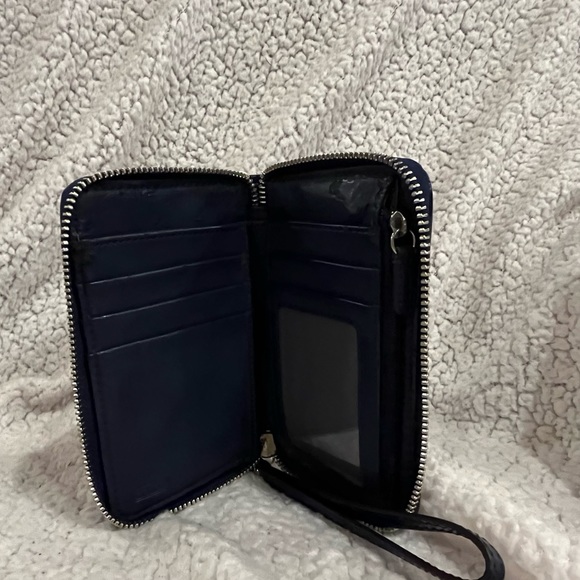 Coach Blue Patent Leather Zip Around Wristlet Wallet - Picture 7 of 10